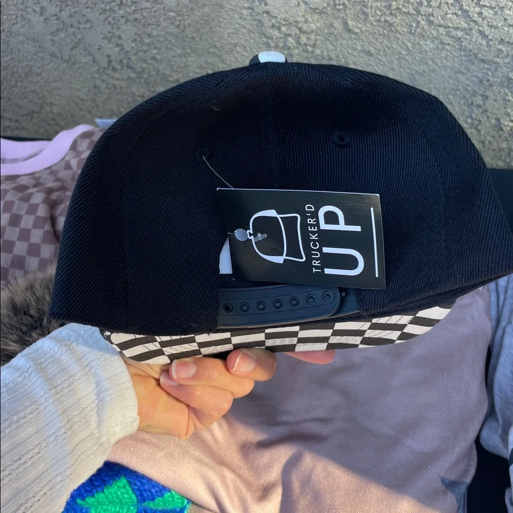 Kids “Threenager” Black and White Checkered Cap SnapBack